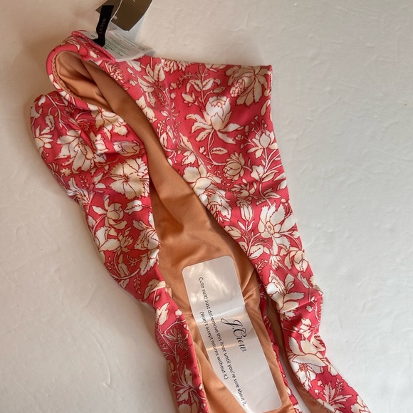 NWT J.Crew Bikini Bottom Women Medium Pink Curved Waist Floral Cheeky Size L - Picture 7 of 8